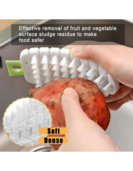 Cepillo de Limpieza de Vegetales Qiifaiikooii - 2 Pcs Antideslizante