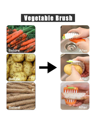 Cepillo de Limpieza de Vegetales Qiifaiikooii - 2 Pcs Antideslizante