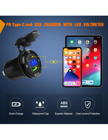 Caja de Interruptores Nilight 6 Gang 12V con Cargador USB