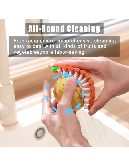 Cepillo de Limpieza de Vegetales Qiifaiikooii - 2 Pcs Antideslizante