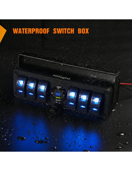 Caja de Interruptores Nilight 6 Gang 12V con Cargador USB