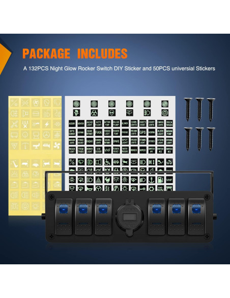 Caja de Interruptores Nilight 6 Gang 12V con Cargador USB