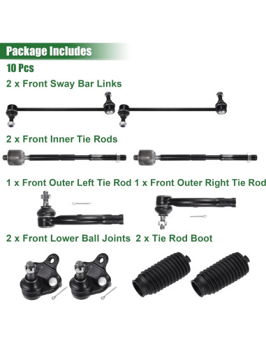 Kit de Suspensión Frontal 10 Piezas X AUTOHAUX para Toyota Corolla 2003-2008