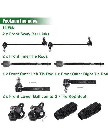 Kit de Suspensión Frontal 10 Piezas X AUTOHAUX para Toyota Corolla 2003-2008