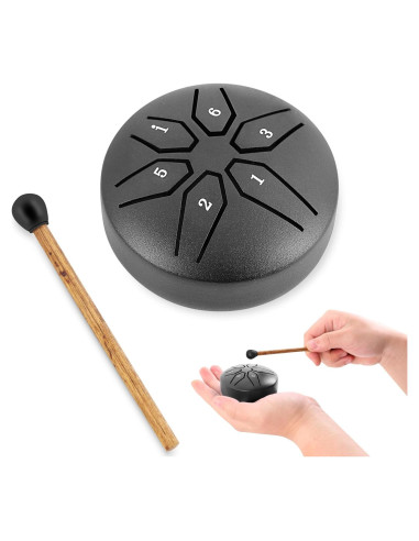 Tambor de Acero Mini EASTROCK 3" 6 Notas Clave C Negro