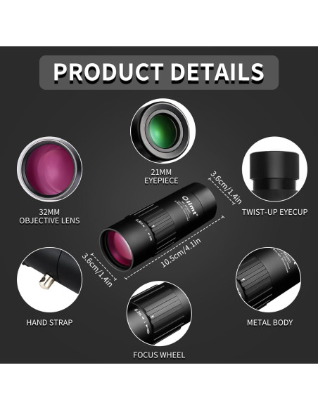 Telescopio Monocular Compacto OLIMT 8x32 Impermeable