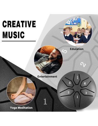 Tambor de Acero Mini EASTROCK 3" 6 Notas Clave C Negro