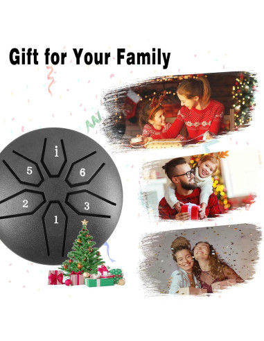 Tambor de Acero Mini EASTROCK 3" 6 Notas Clave C Negro