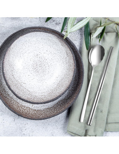 Juego de Palillos y Cucharas Kucensi Acero Inoxidable 3 Piezas