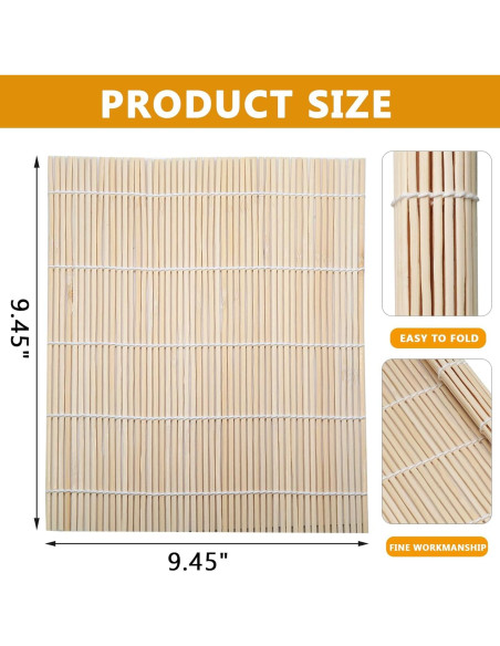 Estera de Bambú para Sushi Hordion 6 Pcs 24x24 cm Antiadherente