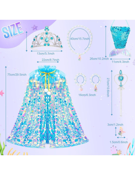 Disfraz de Princesa Meland para Niñas 3-8 Años con Capa