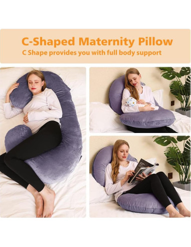 Almohada de Embarazo Chilling Home 140x66 cm Gris Cuerpo Completo