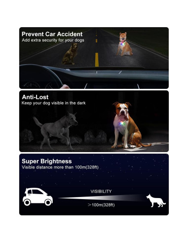 Luz LED para Perros Recargable DAAMENT Clip-On Negro