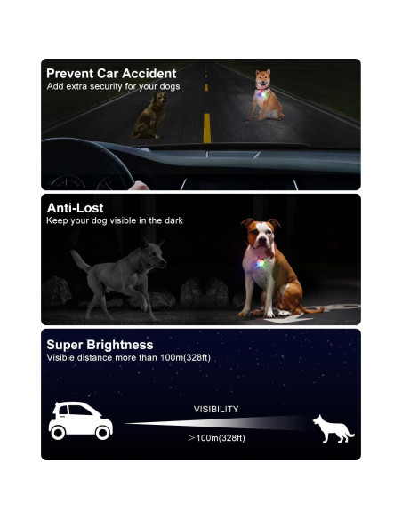 Luz LED para Perros Recargable DAAMENT Clip-On Negro