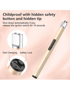 Encendedor Eléctrico REIDEA S4 Pro Recargable USB Oro Champán 2