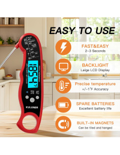 Termómetro Digital Impermeable KULUNER DT-68 16cm Rojo 2