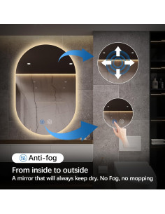 Espejo de Baño LED Ovalado Niccy 83.82x50.8 cm Impermeable 2