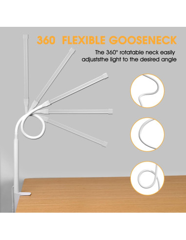 Lámpara de Escritorio LED Voncerus con Abrazadera, 3 Modos