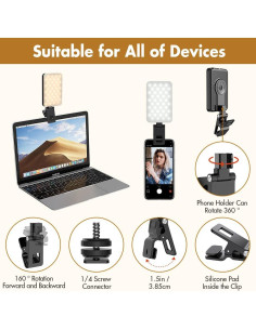 Luz Selfie LED Recargable PIDINUK con 5 Modos de Iluminación 2