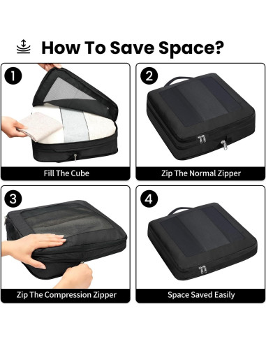 Set de Cubos de Compresión Prezon 4/6/8 Piezas para Viajes