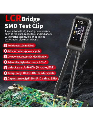 Medidor LCR ZOYI ZT-MD1 10KHz 0.5% Precisión Digital