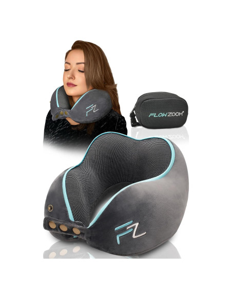 Almohada de Viaje Ergonomica FLOWZOOM COMFY L Gris