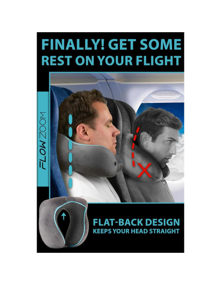 Almohada de Viaje Ergonomica FLOWZOOM COMFY L Gris