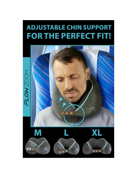 Almohada de Viaje Ergonomica FLOWZOOM COMFY L Gris