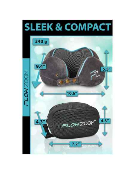 Almohada de Viaje Ergonomica FLOWZOOM COMFY L Gris