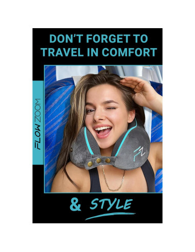 Almohada de Viaje Ergonomica FLOWZOOM COMFY L Gris