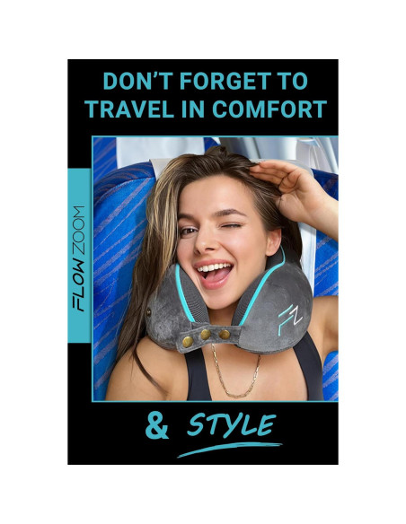 Almohada de Viaje Ergonomica FLOWZOOM COMFY L Gris