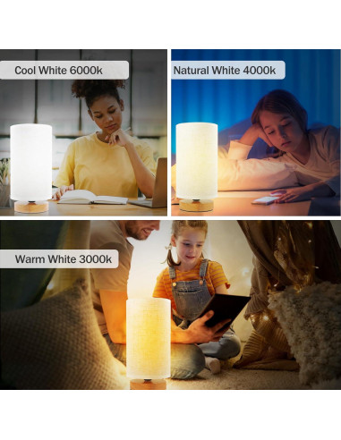 Lámpara de Mesita de Noche SEENSINY CT01 Regulable 3 Temperaturas