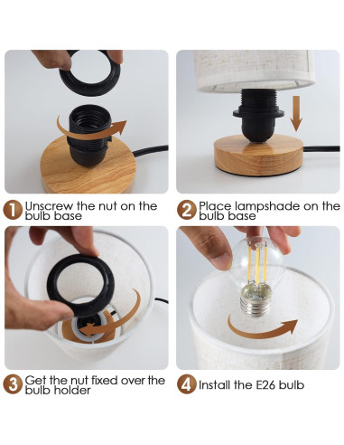 Lámpara de Mesita de Noche SEENSINY CT01 Regulable 3 Temperaturas