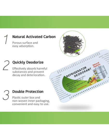 Desodorante para Refrigerador MINUODA - Paquete de 6, Carbón Activado