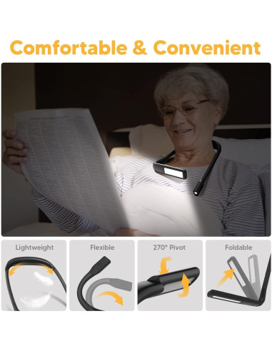 Luz de Lectura para el Cuello EastPin Recargable LED 1800mAh