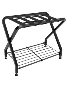 Soporte de Equipaje Plegable Negro 2 Niveles Acero 68.18 kg