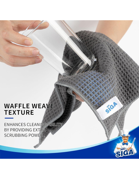 Paños de Limpieza MR.SIGA Microfibra Reutilizables 32x32cm Gris