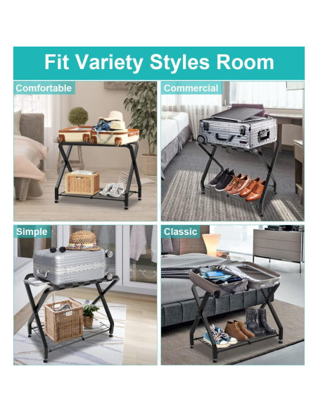 Soporte de Equipaje Plegable Negro 2 Niveles Acero 68.18 kg