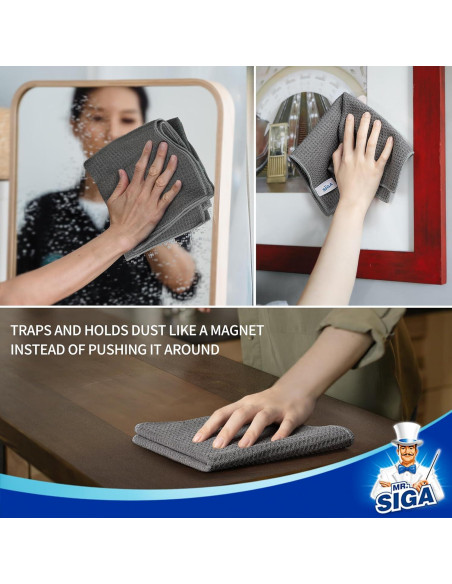 Paños de Limpieza MR.SIGA Microfibra Reutilizables 32x32cm Gris