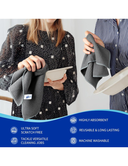 Paños de Limpieza MR.SIGA Microfibra Reutilizables 32x32cm Gris