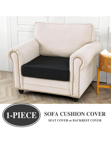 Funda de Cojín de Sofá LA MEACK 1 Pieza Negra Elástica