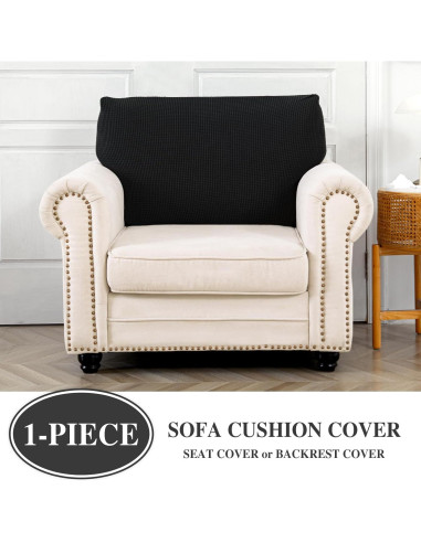 Funda de Cojín de Sofá LA MEACK 1 Pieza Negra Elástica