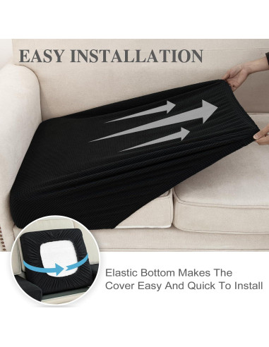 Funda de Cojín de Sofá LA MEACK 1 Pieza Negra Elástica