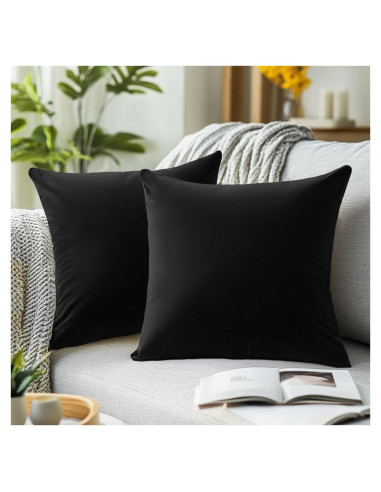 Funda de Almohada Cuadrada Negra QUORGVES 40x40 cm Set de 2