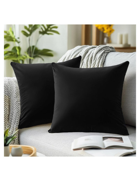 Funda de Almohada Cuadrada Negra QUORGVES 40x40 cm Set de 2