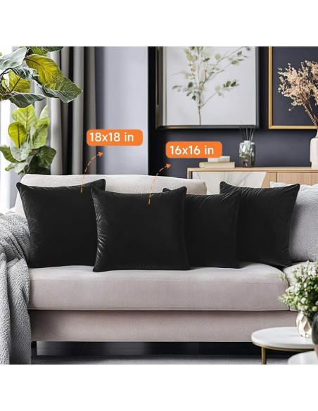 Funda de Almohada Cuadrada Negra QUORGVES 40x40 cm Set de 2