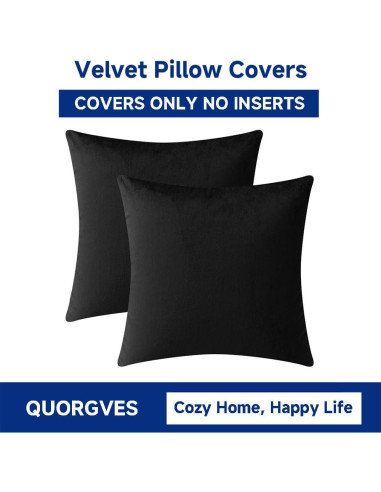 Funda de Almohada Cuadrada Negra QUORGVES 40x40 cm Set de 2