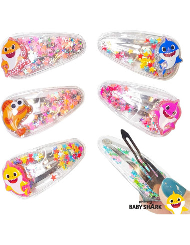 Clips de Cabello Baby Shark H.E.R. 6 Piezas Multicolor