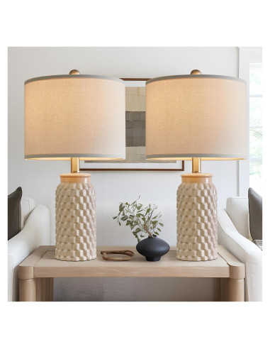 Lámpara de Mesa Cerámica Beige USumkky 52 cm Set de 2