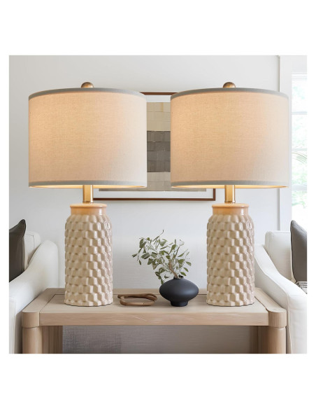 Lámpara de Mesa Cerámica Beige USumkky 52 cm Set de 2